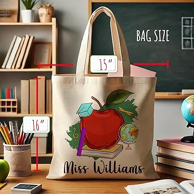 Personalized Teacher Tote Bag with Name