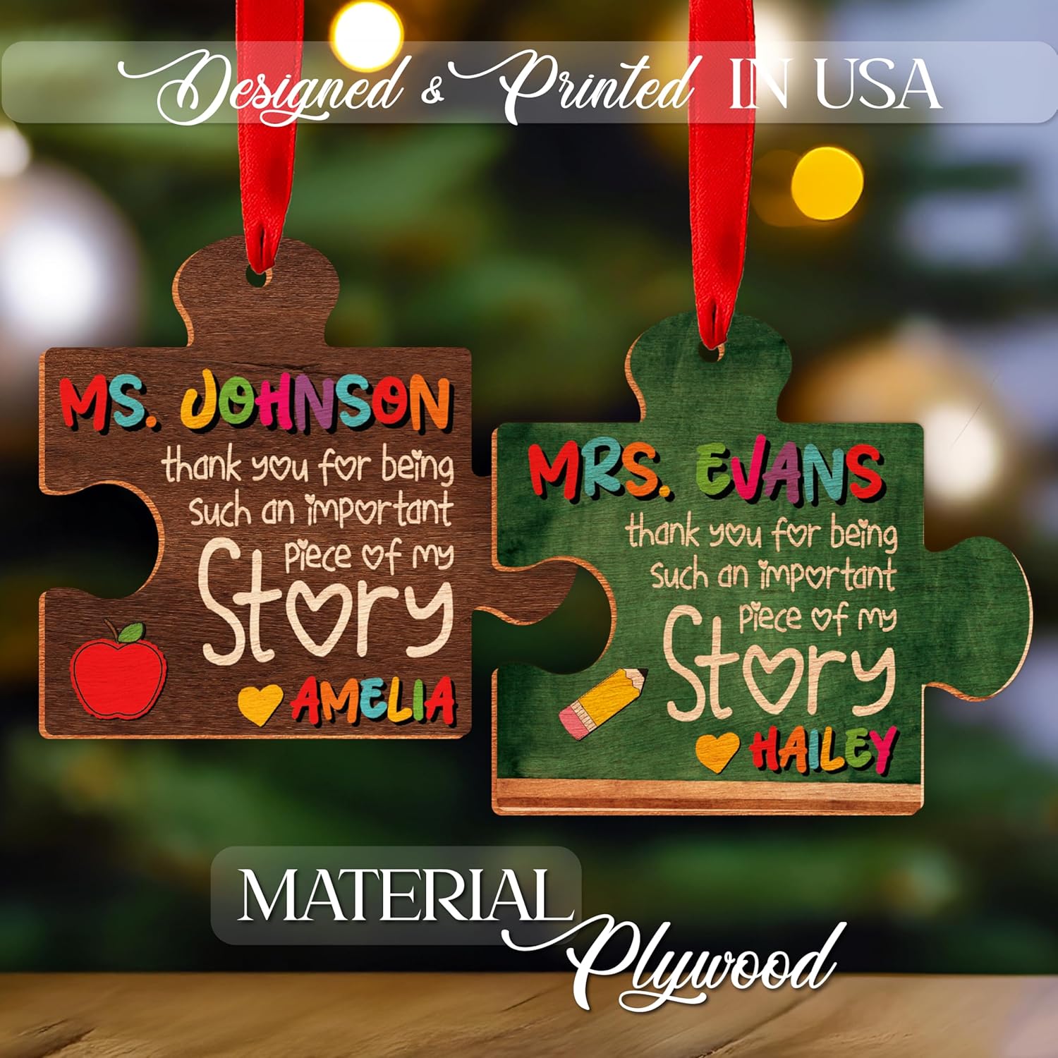 Personalized Teacher Ornament Gift