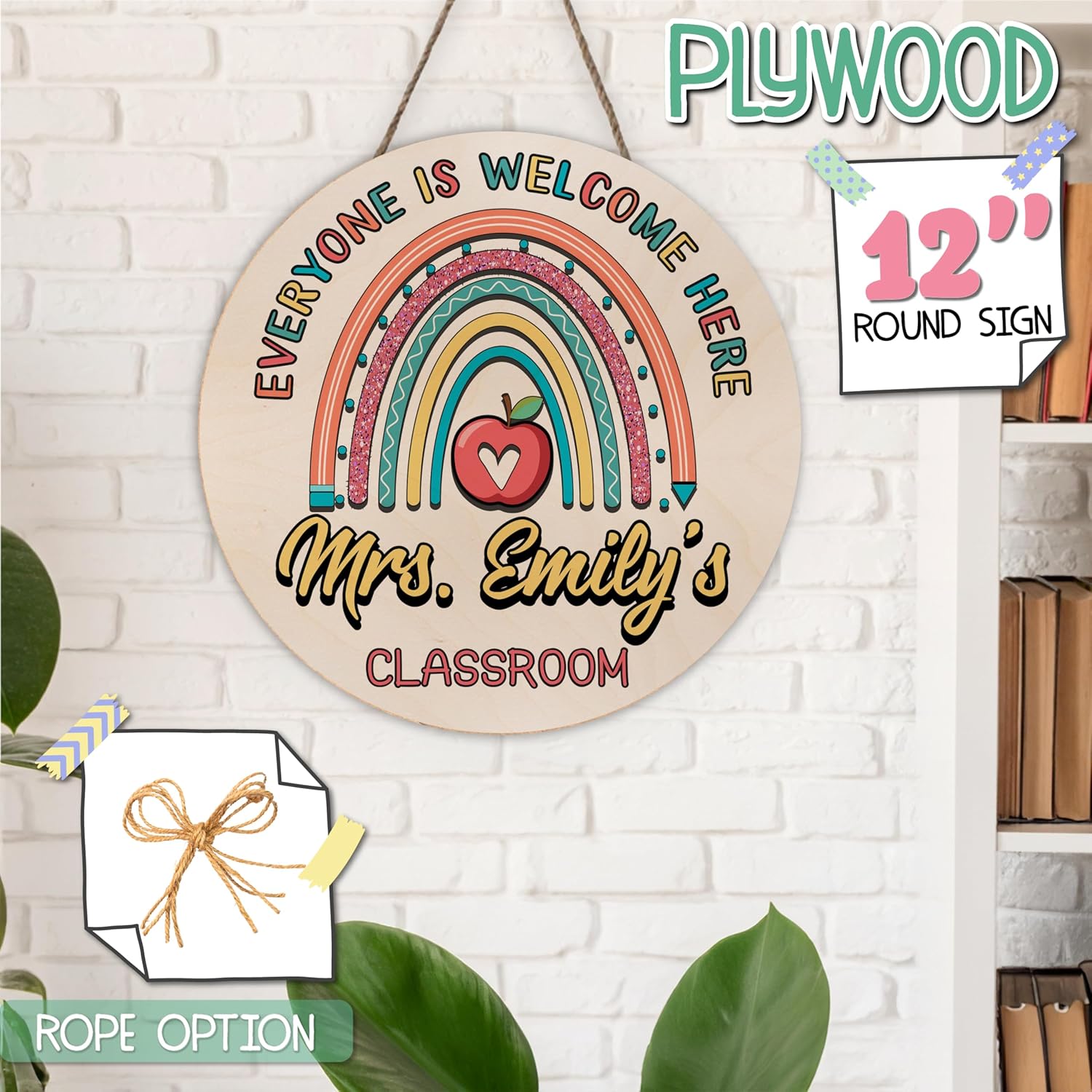 Personalized Teacher Appreciation Plywood Door Hanger Plaque
