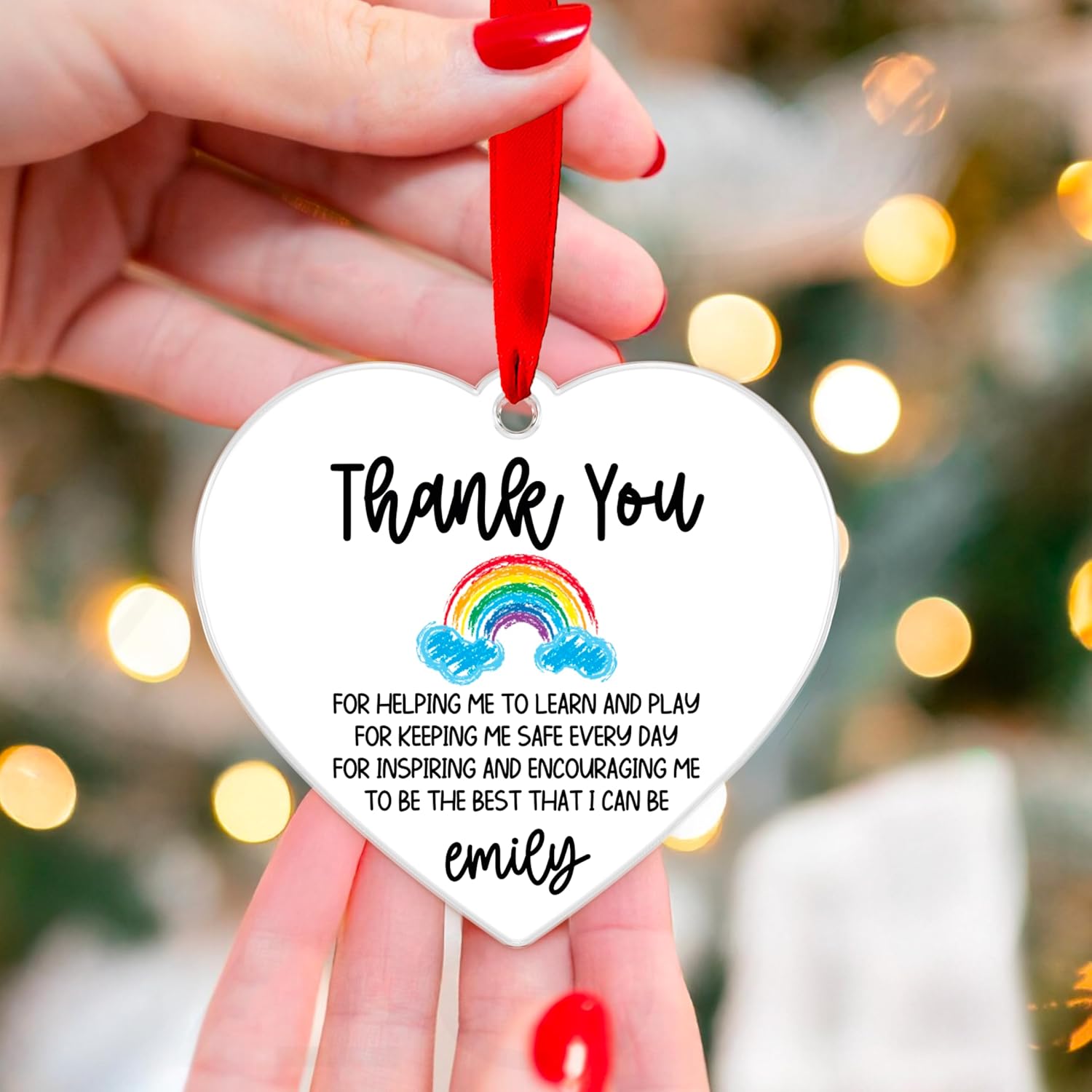 Teacher Appreciation Gift – Heart‑Shaped Thank You or Happy Retirement Ornament
