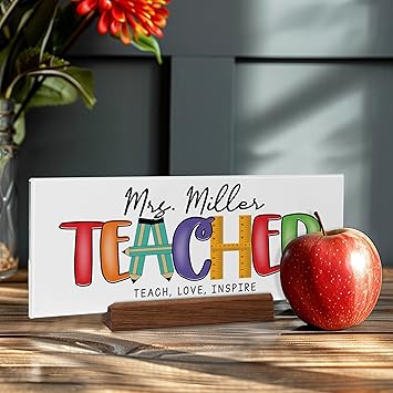 Acrylic Nameplate with Wooden Stand Appreciation Gift