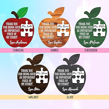 Personalized Teacher Apple Puzzle Sign Gift