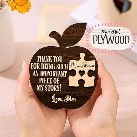 Personalized Teacher Apple Puzzle Sign Gift