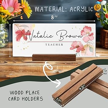 Acrylic Nameplate with Wooden Stand Appreciation Gift