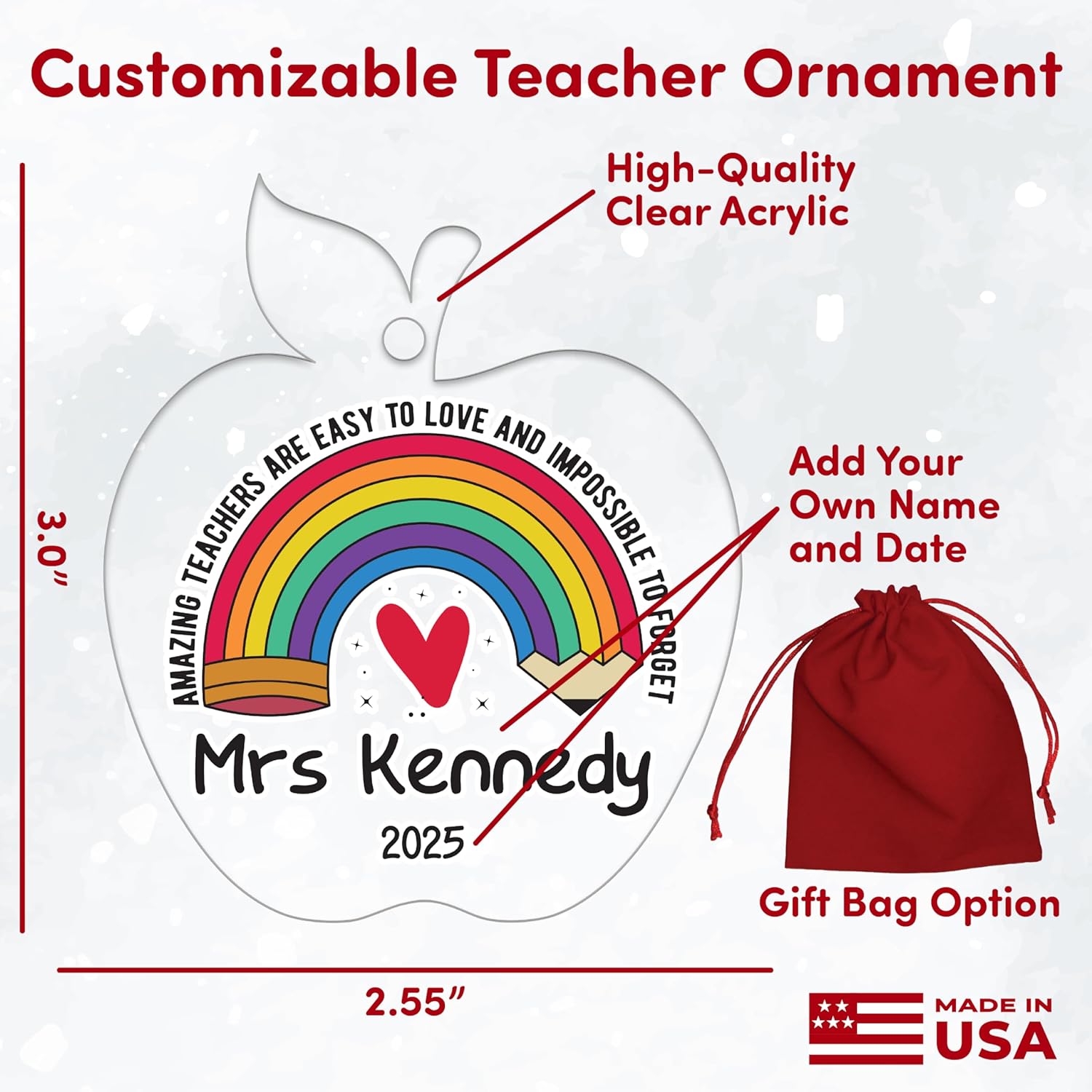 Personalized Teacher Christmas Ornament