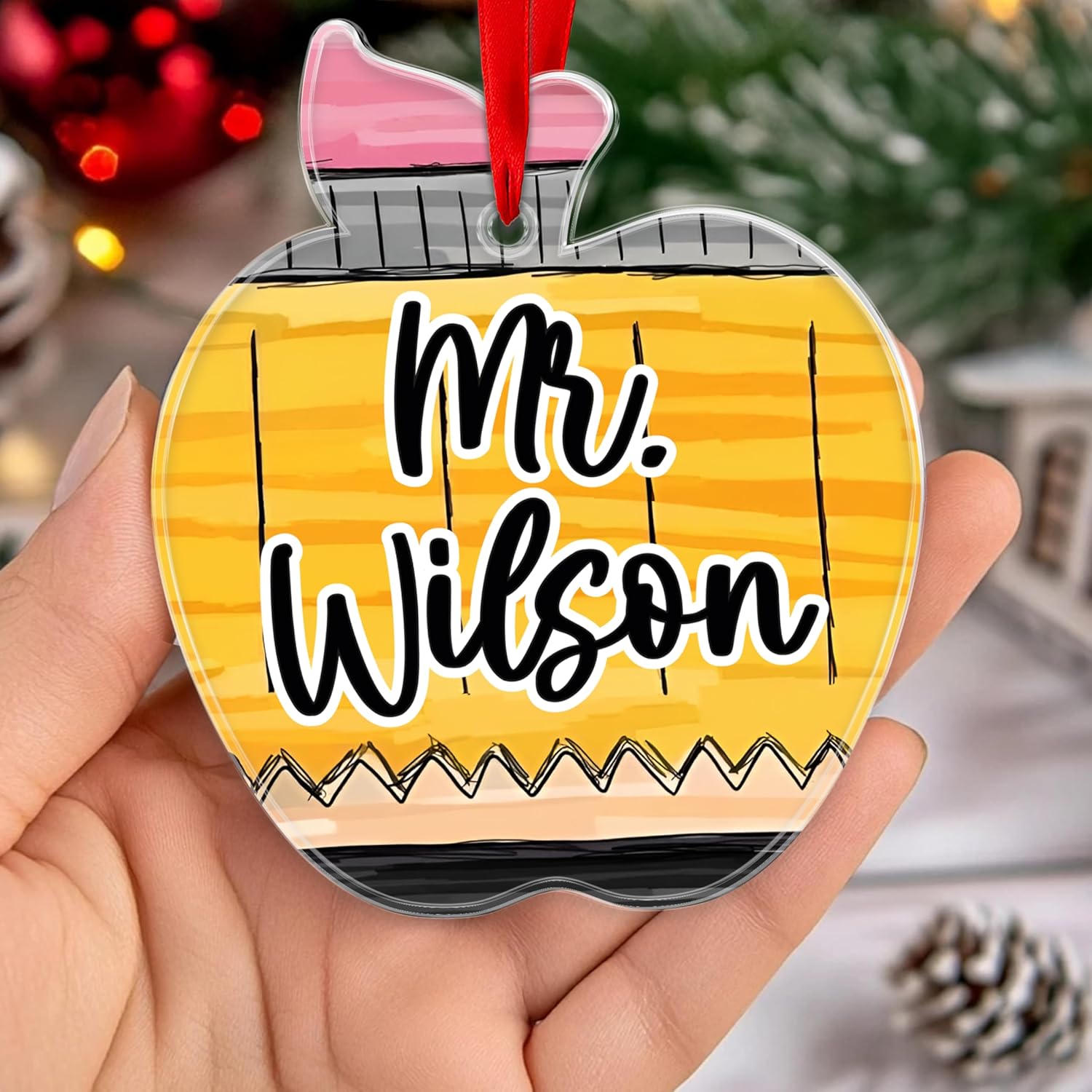 Personalized Teacher Apple Ornament