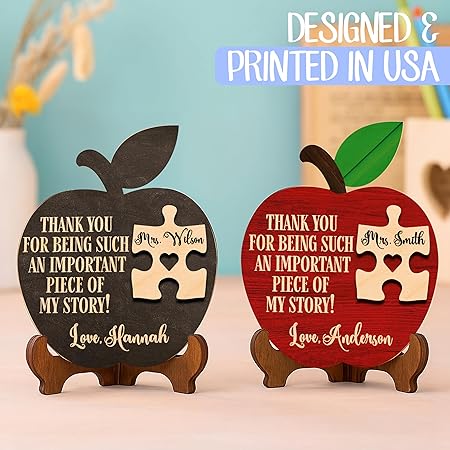 Personalized Teacher Apple Puzzle Sign Gift