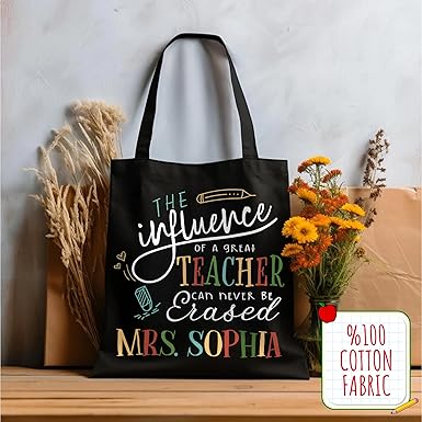 Personalized Teacher Tote Bag with Name