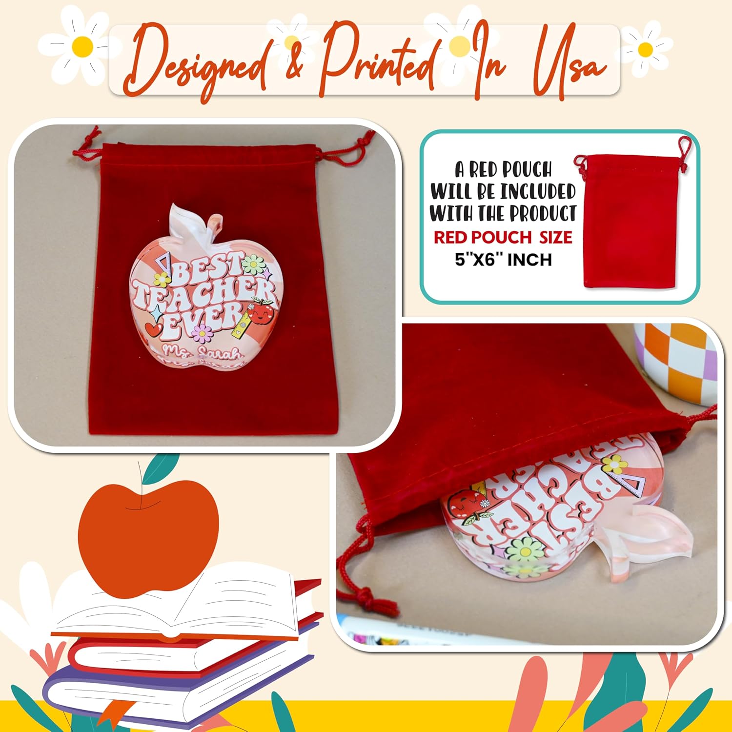 Personalized Apple Plaque Teacher Appreciation Gift