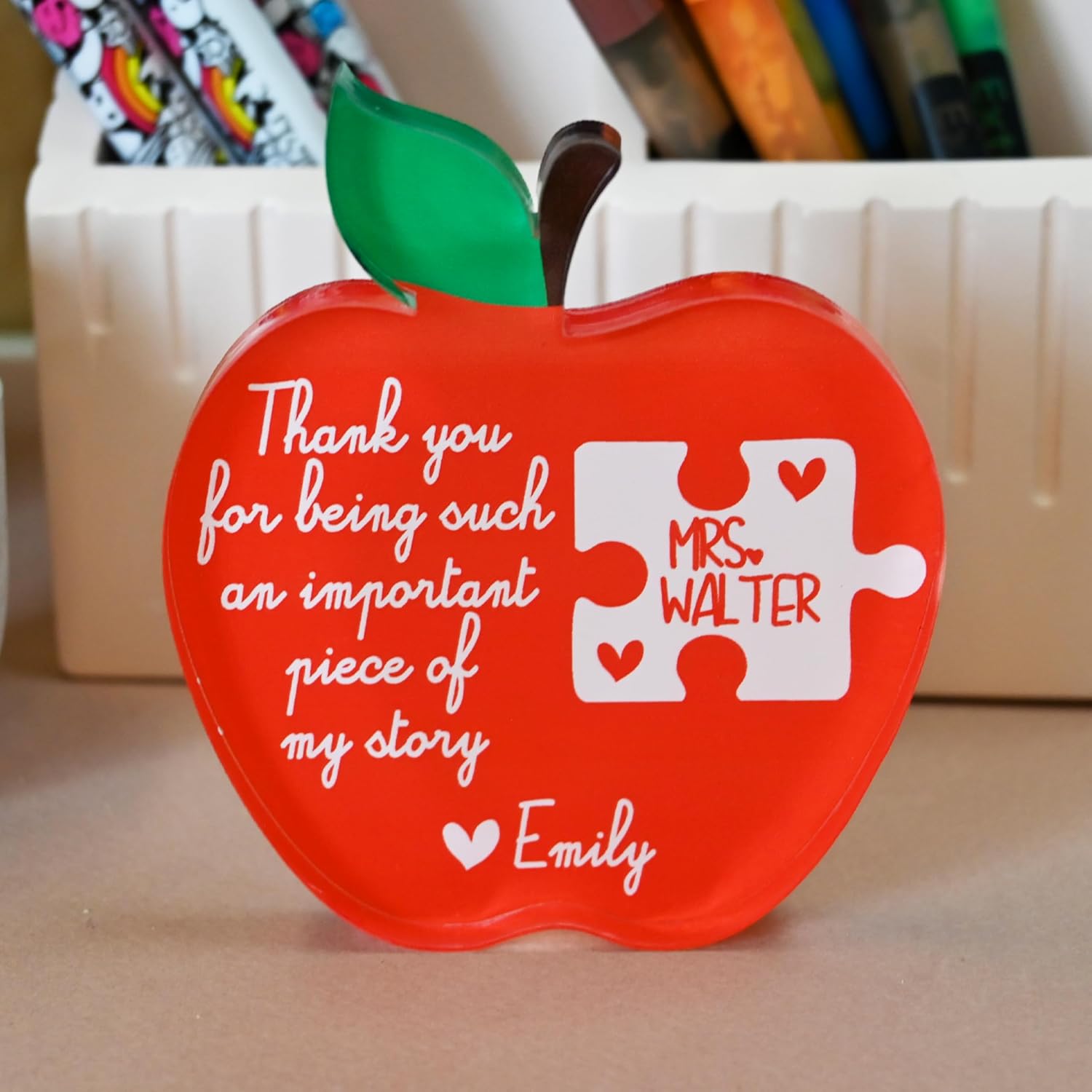 Personalized Apple Plaque Teacher Appreciation Gift