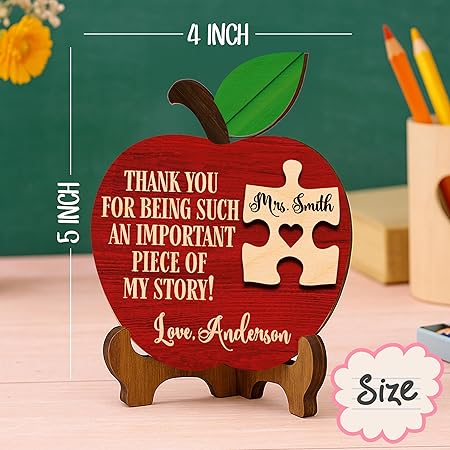 Personalized Teacher Apple Puzzle Sign Gift