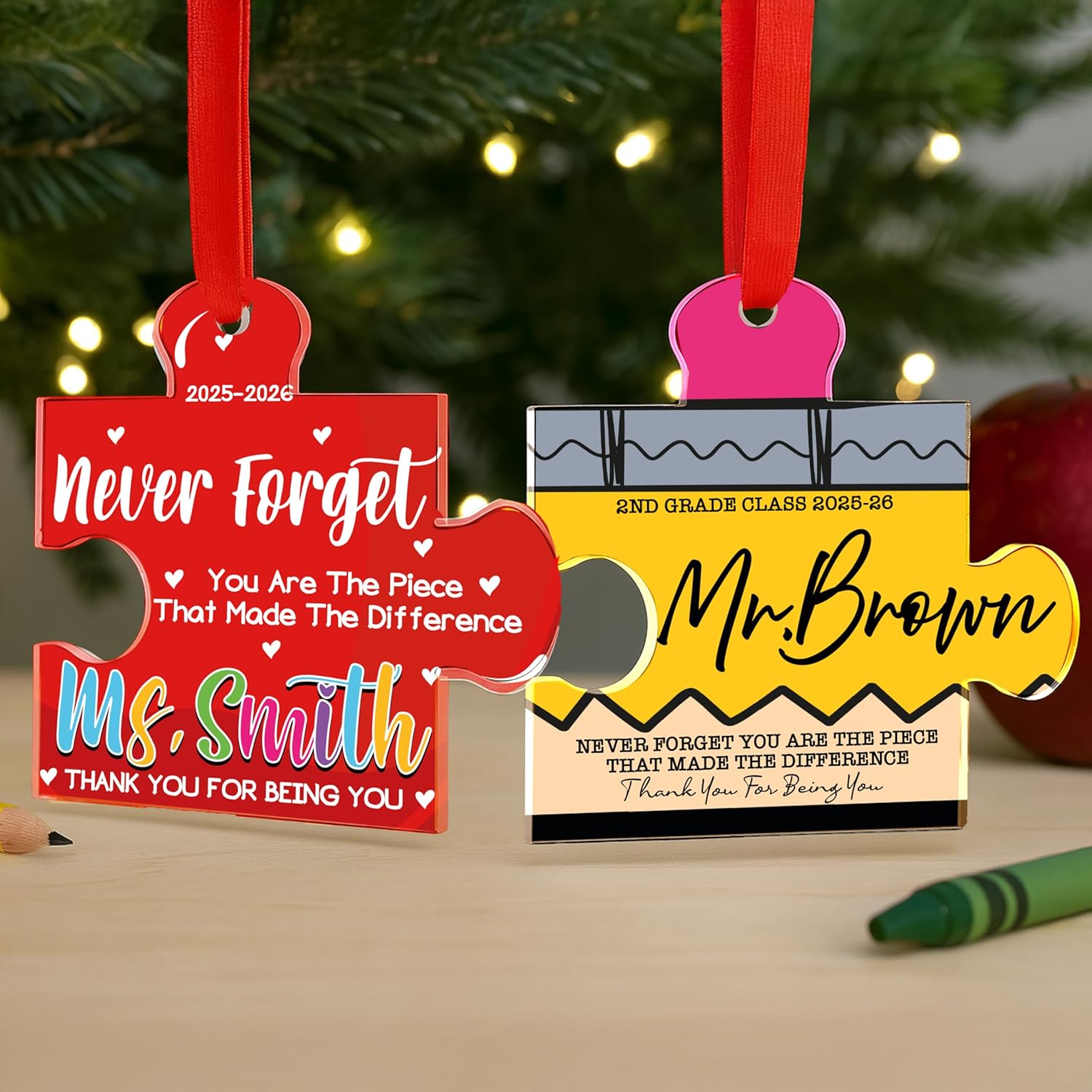 Teacher Appreciation Gift – Personalized Acrylic Puzzle Ornament