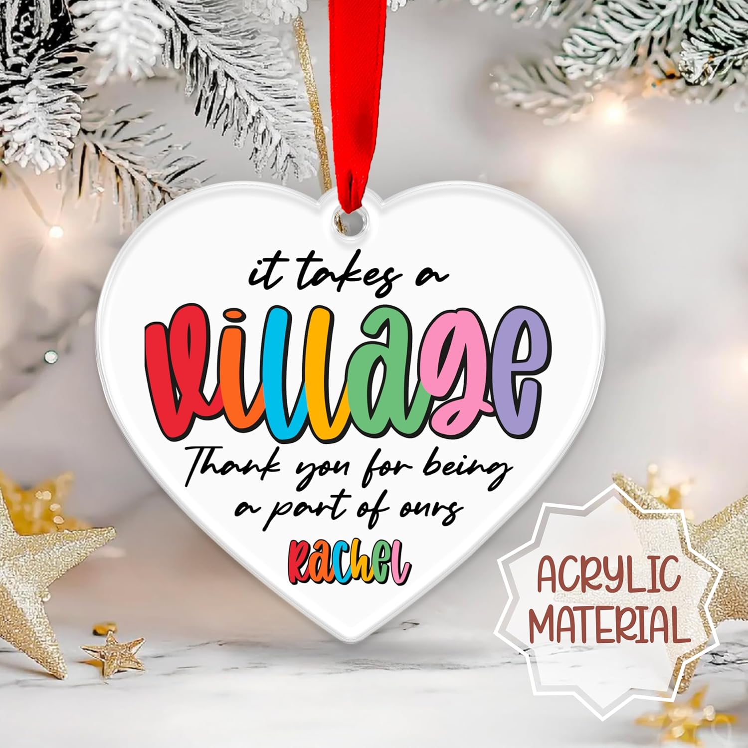 Teacher Appreciation Gift – Heart‑Shaped Thank You or Happy Retirement Ornament