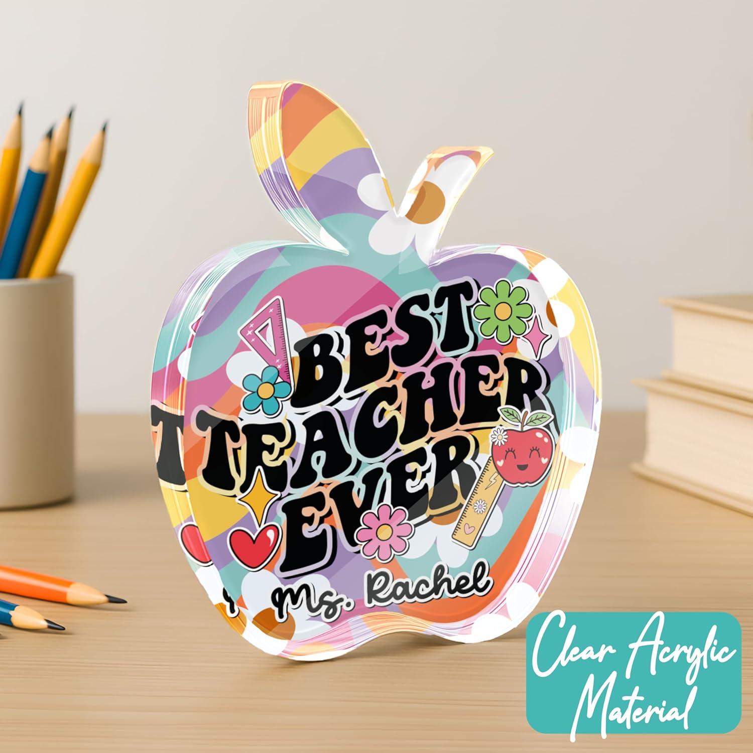 Personalized Apple Plaque Teacher Appreciation Gift