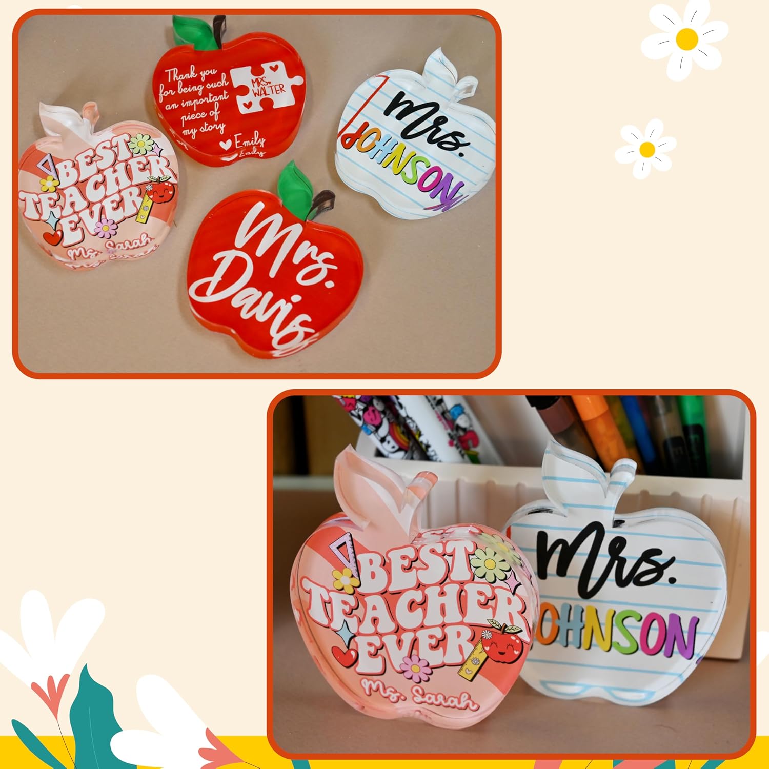 Personalized Apple Plaque Teacher Appreciation Gift