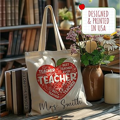Personalized Teacher Tote Bag with Name