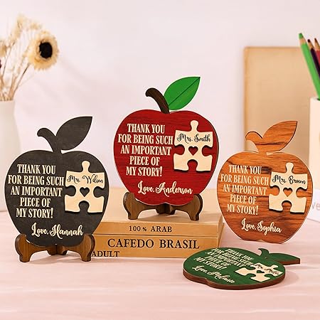 Personalized Teacher Apple Puzzle Sign Gift