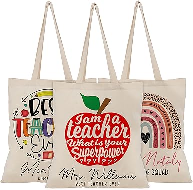 Personalized Teacher's Appreciation Canvas Tote Bags