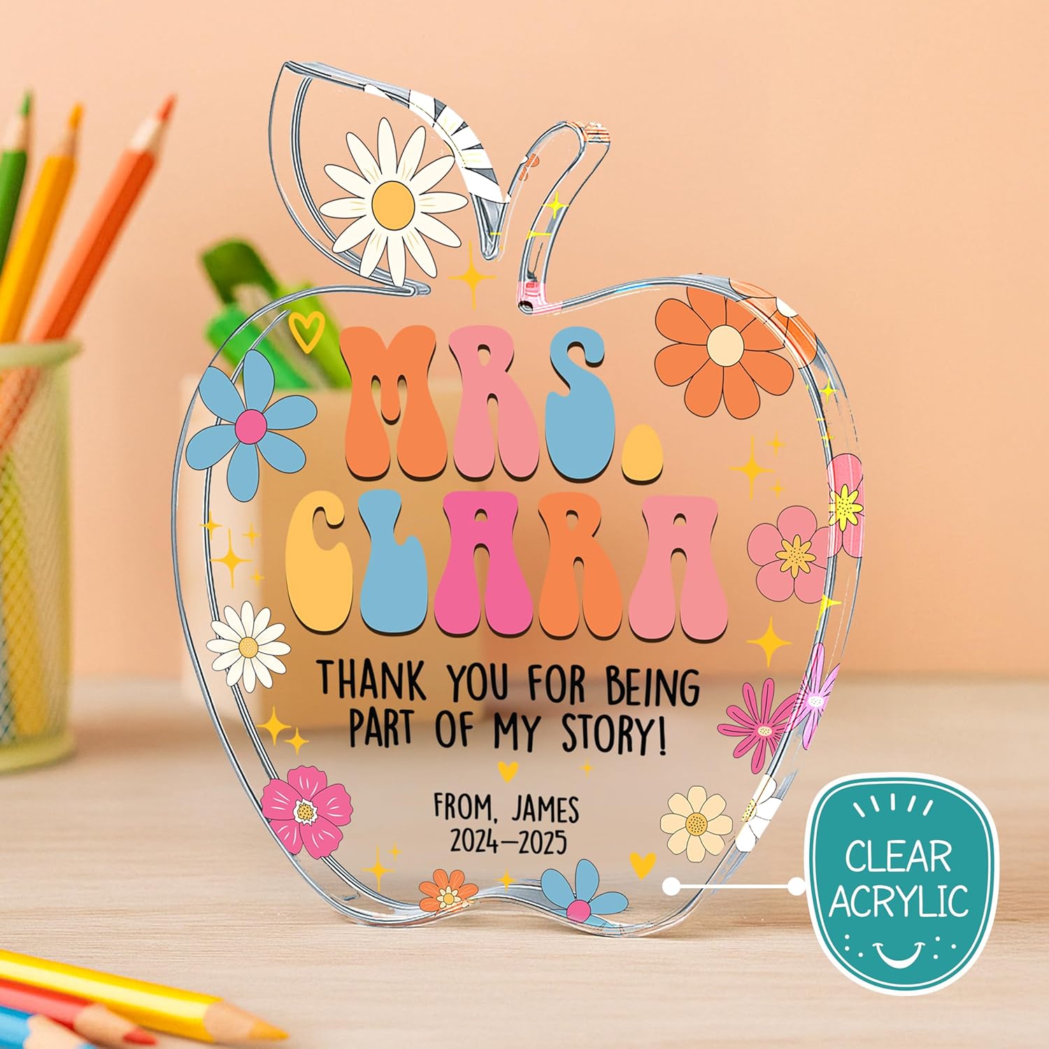 Personalized Teacher Apple Acrylic Sign