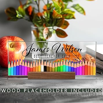 Acrylic Nameplate with Wooden Stand Appreciation Gift