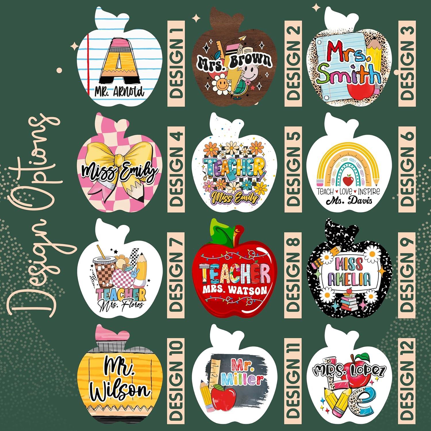 Personalized Teacher Apple Ornament