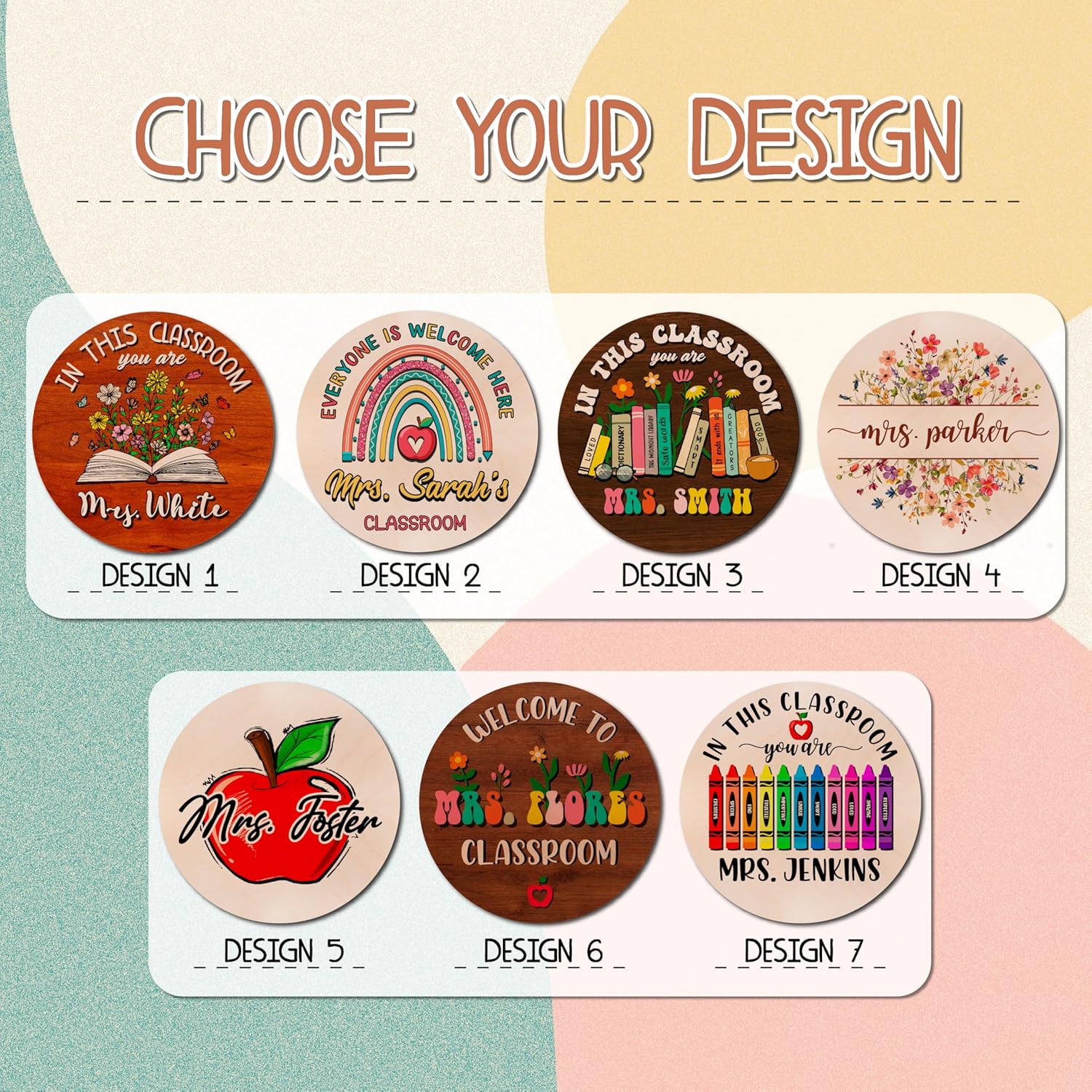 Personalized Teacher Appreciation Plywood Door Hanger Plaque