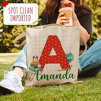 Personalized Teacher Tote Bag with Name