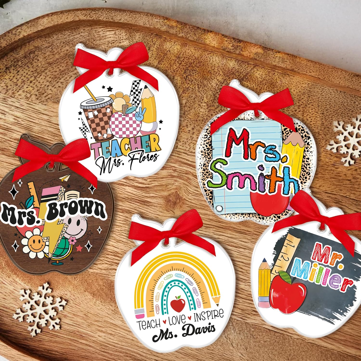 Personalized Teacher Apple Ornament