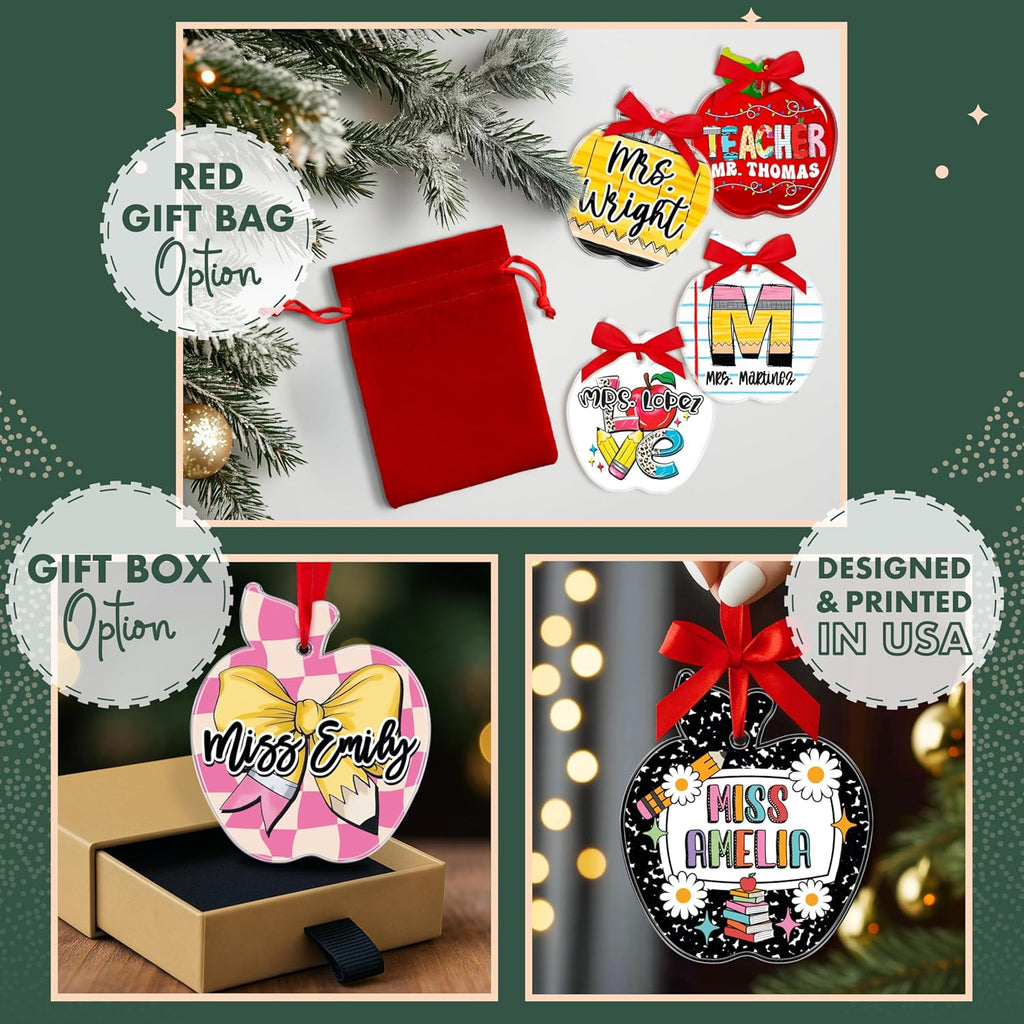 Personalized Teacher Apple Ornament