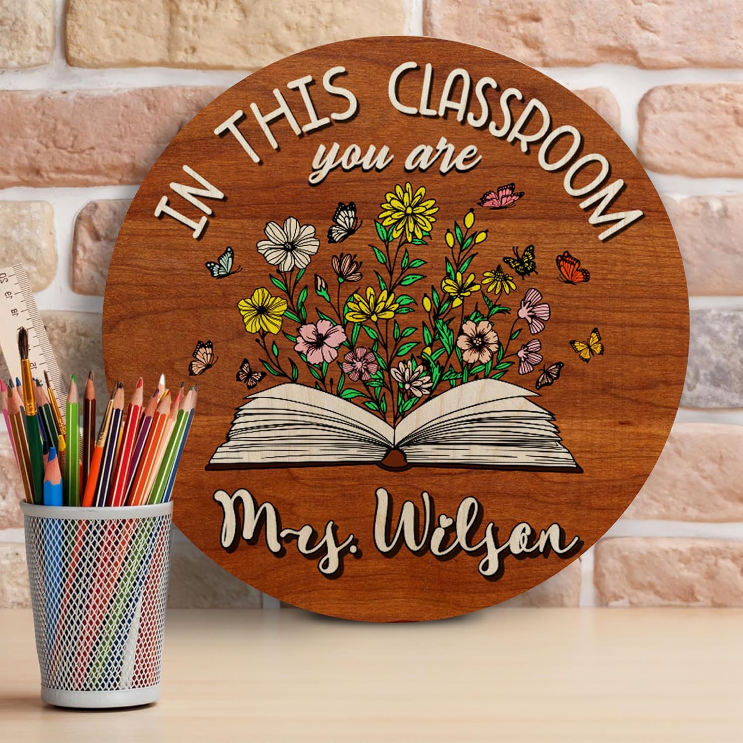 Personalized Teacher Appreciation Plywood Door Hanger Plaque