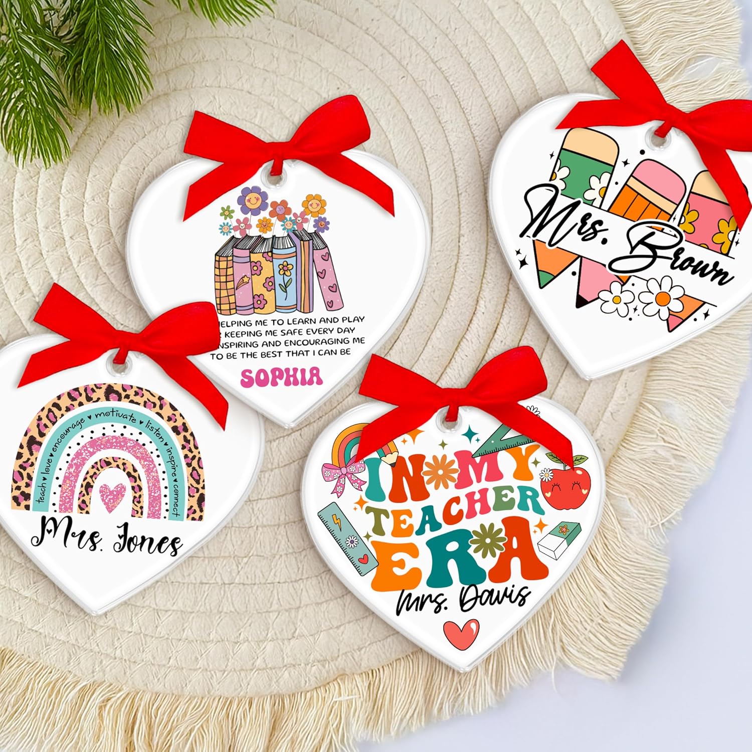 Teacher Appreciation Gift – Heart‑Shaped Thank You or Happy Retirement Ornament